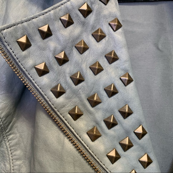 Trouve grey blue genuine leather jacket medium - Picture 3 of 9